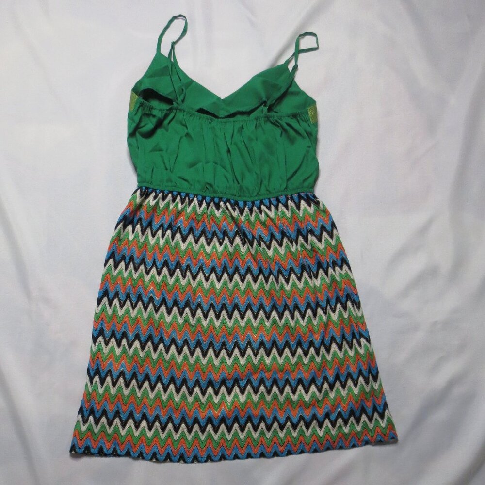 4/$14 C. LUCE womens DRESS green CHEVRON orange GOLD boho UNIQUE lined SIZE S - Picture 6 of 12